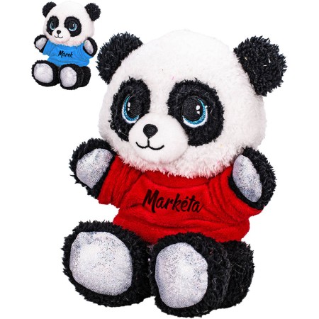 PLYŠ Panda v tričku se jménem 17cm 7 druhů *PLYŠOVÉ HRAČKY*