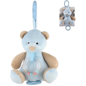 PLYŠ Medvídek baby natahovací zvířátko usínáček s chrastítkem pro miminko