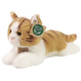 PLYŠ Kočka bílo-hnědá 20cm ležící Eco-Friendly *PLYŠOVÉ HRAČKY*