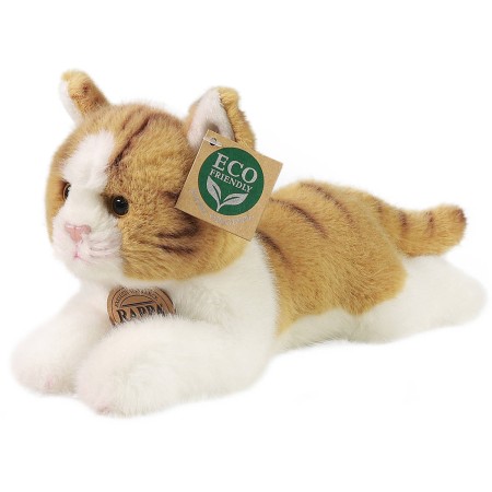 PLYŠ Kočka bílo-hnědá 20cm ležící Eco-Friendly *PLYŠOVÉ HRAČKY*