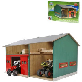 KIDS GLOBE Stodola s dílnou 1:32 DŘEVĚNÁ STAVEBNICE