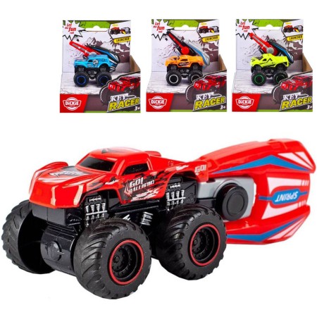 DICKIE Auto off-road Key Racer velká kola set s vystřelovačem 4 druhy kov