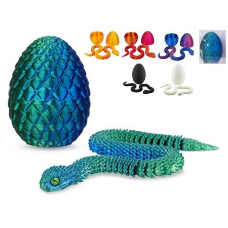 Vejce 8cm set s hadem 30cm 3D print 6 barev plast