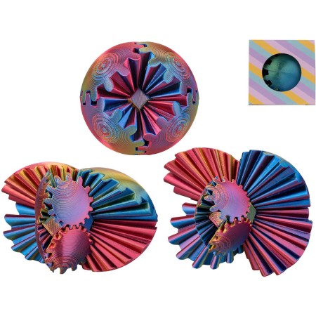 Hlavolam míček antistresový 3D tisk s přeměnou 3v1 6cm 2 barvy