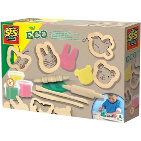 SES CREATIVE Modelína Eco bezlepková 3x 90g + dřevěné nástroje