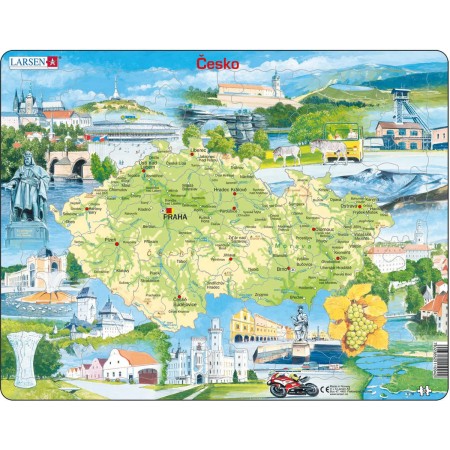 LARSEN Puzzle deskové vzdělávací Česká republika památky 78 dílků