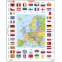 LARSEN Puzzle deskové vzdělávací Evropa mapa + vlajky 70 dílků