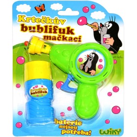 KRTEK Bublifuk mačkací pistolka Krteček 60ml dětský bublifukovač 2 barvy plast