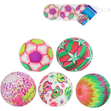 Míček Gametime soft měkký s potiskem 7cm 5 druhů set 3ks v síťce