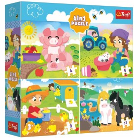 TREFL PUZZLE 4v1 Zvířátka na vsi 19x16cm 4-12 dílků skládačka