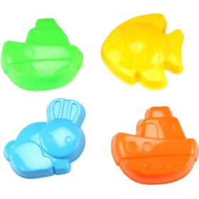 Formičky barevné set 4ks bábovičky zvířátka a dopravní prostředky na písek