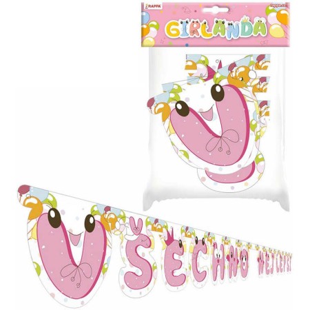 Girlanda Všechno nejlepší party dekorace závěsná 215cm holčičí papír