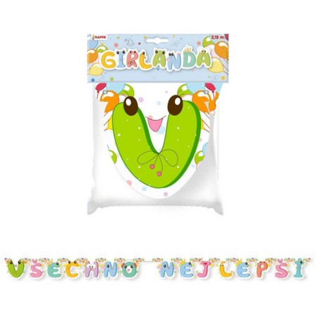 Párty girlanda papírová narozeninová Všechno nejlepší v sáčku