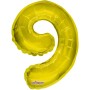 Party balonek nafukovací 35cm Číslice 9 zlatý malý foliový plnění vzduchem