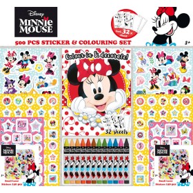 JIRI MODELS Samolepkový set s omalovánkami a voskovkami 500ks Minnie