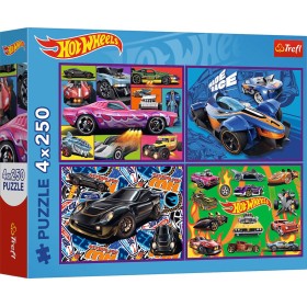 TREFL PUZZLE 4v1 Hot Wheels Závodní auta 34x24cm skládačka 1000 dílků