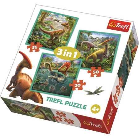 TREFL PUZZLE 3v1 Svět dinosaurů 20x20cm skládačka 106 dílků