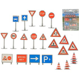 Dopravní značky a značení set 25ks plast na kartě