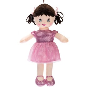 Panenka Viktorka soft textilní světle růžová hadrová látková na baterie CZ Světlo Zvuk