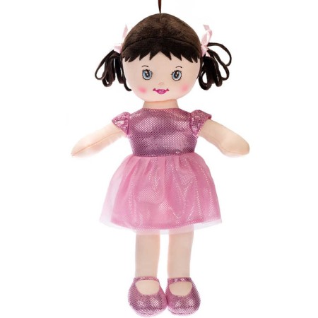 Panenka Viktorka soft textilní světle růžová hadrová látková na baterie CZ Světlo Zvuk