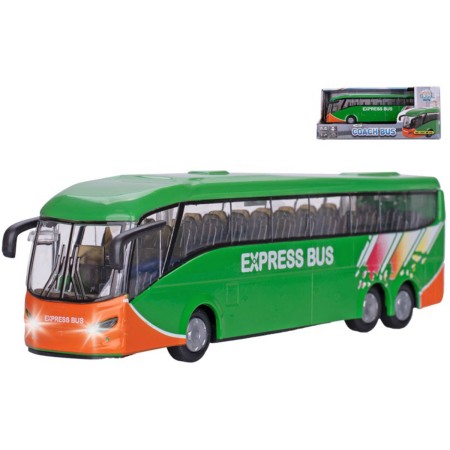 KIDS GLOBE Autobus kovový zpětný chod na baterie Světlo Zvuk