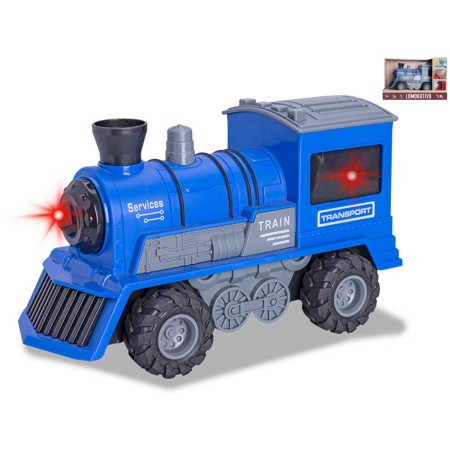 Lokomotiva modrá vláček na setrvačník na baterie Světlo Zvuk