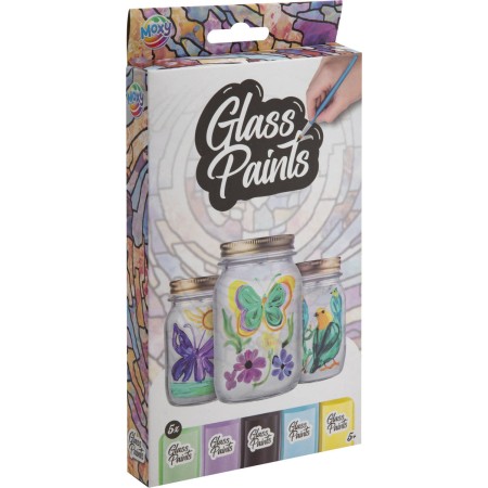 Barvy na sklo 5x 20ml kreativní set se štětcem v krabici