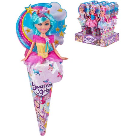 Panenka Víla Sparkle Girlz jednorožec v kornoutku 4 druhy