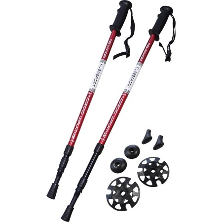 KUBISPORT Trekingové hole set 1 pár s příslušenstvím červené