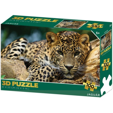 PUZZLE 3D Jaguár 31x23cm 100 dílků skládačka v krabici