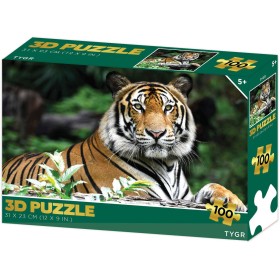 PUZZLE 3D Tygr 31x23cm 100 dílků skládačka v krabici