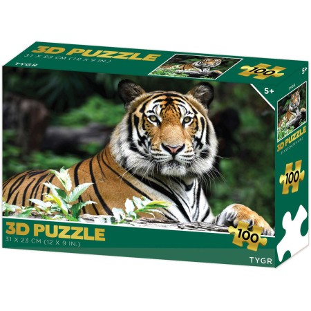 PUZZLE 3D Tygr 31x23cm 100 dílků skládačka v krabici