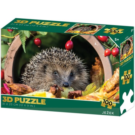 PUZZLE 3D Ježek 31x23cm 100 dílků skládačka v krabici