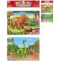 PUZZLE Dinosauři skládačka 2ks v rámečku 2x 49 dílků s omalovánkou 2 druhy