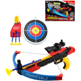 Kuše dětská plastová set se 3 šípy s přísavkou a terčem v krabici