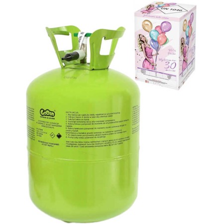 Helium 250l jednorázové na plnění až 30ks latexových balónků o průměru 23cm