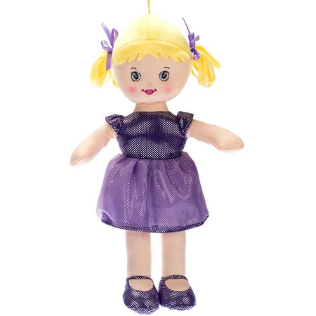 Panenka Viktorka soft textilní fialová hadrová látková na baterie CZ Světlo Zvuk