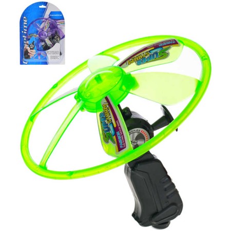 Disk vystřelovací létající 15cm vrtule na natažení na šňůrku na kartě 2 barvy