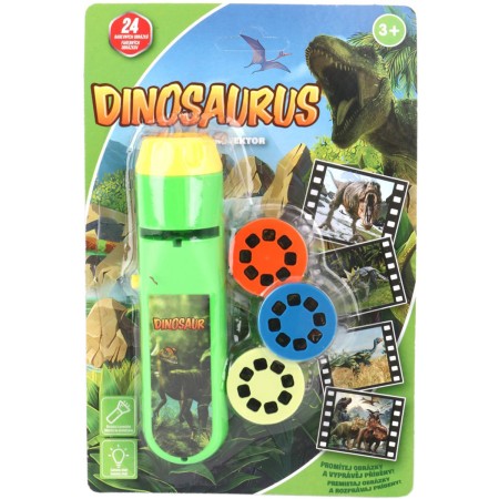 Baterka dětská svítilna a projektor Dinosauři 2v1 na baterie Světlo