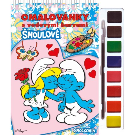 AKIM Omalovánky Šmoulové omalovánky s vodovými barvami a štětcem