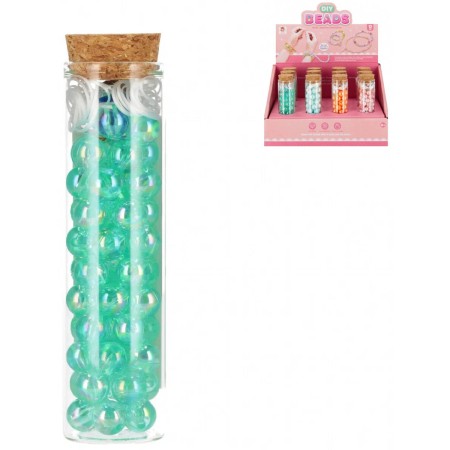 MEGA CREATIVE Korálky navlékací perleťové s provázky 4 barvy v dóze