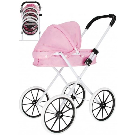 MEGA CREATIVE Kočárek pro panenku miminko růžový hluboký kov
