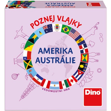 DINO Hra Poznej vlajky Amerika a Austrálie karetní *SPOLEČENSKÉ HRY*