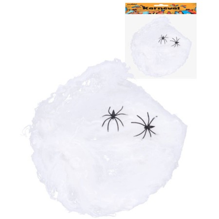KARNEVAL Dekorace set pavučina se 2 pavouky Halloween v sáčku