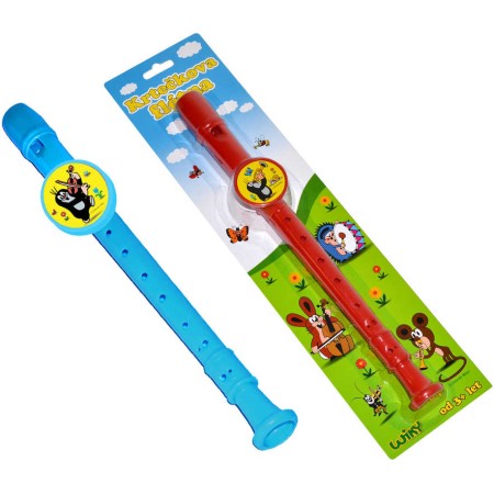 KRTEK (Krteček) Flétna dětská 33cm 2 barvy plast na kartě