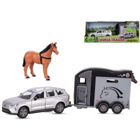 KIDS GLOBE Traffic auto Volvo EX90 set s přívěsem a koněm PB kov
