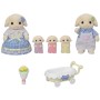 Sylvanian Families rodina Flora králíci s trojčaty set 5 figurek králičí rodinka