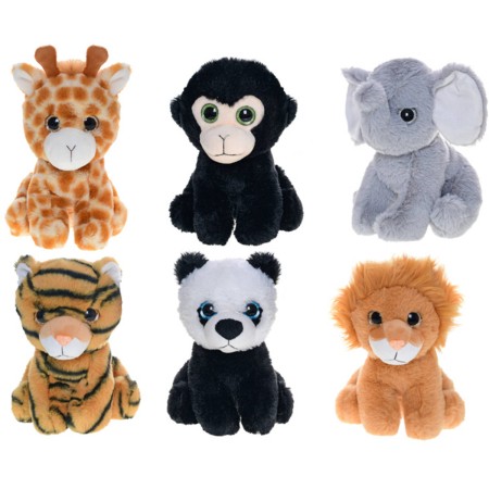 PLYŠ Zvířátko safari 15cm velké oči sedící 6 druhů *PLYŠOVÉ HRAČKY*