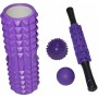 MERCO Masážní set fialový 4v1 roller / tyč / 2 míčky svalová regenerace