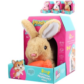 PLYŠ Králík zvířátko chodící set s mrkvičkou na baterie Zvuk 3 barvy